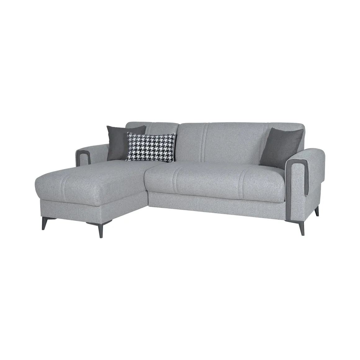 Divano Letto con Penisola Grigio Chiaro Grigio Scuro Contenitore 238x158 cm, Lavabile - Ogna