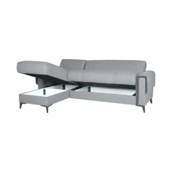Divano Letto con Penisola Grigio Chiaro Grigio Scuro Contenitore 238x158 cm, Lavabile - Ogna