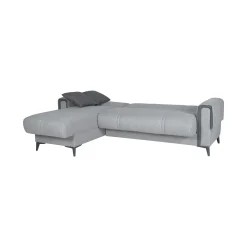 Divano Letto con Penisola Grigio Chiaro Grigio Scuro Contenitore 238x158 cm, Lavabile - Ogna
