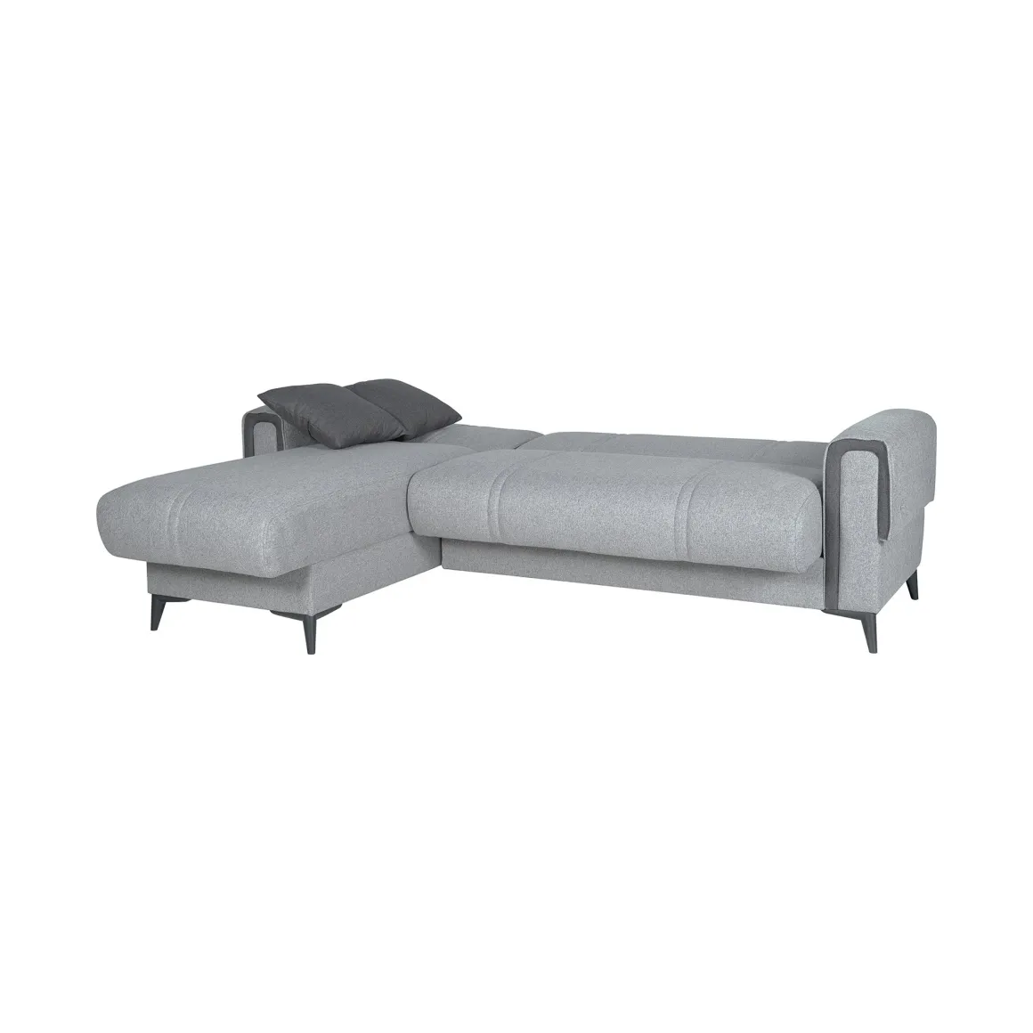 Divano Letto con Penisola Grigio Chiaro Grigio Scuro Contenitore 238x158 cm, Lavabile - Ogna