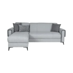 Divano Letto con Penisola Grigio Chiaro Grigio Scuro Contenitore 238x158 cm, Lavabile - Ogna
