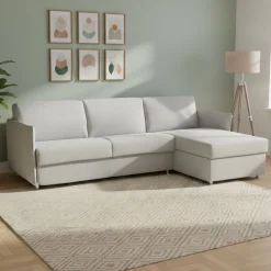 Divani Angolari|Divani Letto Con Penisola > Dmora Divano Letto con Penisola Sfoderabile Contenitore 260x160 cm, Idrorepellente Multiposizione Trasformabile in Letto Made in Italy Grigio Chiaro