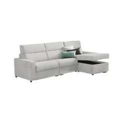 Divano Letto con Penisola Grigio Chiaro Sfoderabile Contenitore 280x160 cm, Idrorepellente Multiposizione Trasformabile in Letto Made in Italy