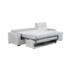 Divano Letto con Penisola Grigio Chiaro Sfoderabile Contenitore 280x160 cm, Idrorepellente Multiposizione Trasformabile in Letto Made in Italy