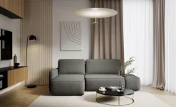 Divani Angolari|Divani Letto Con Penisola > Dmora Divano Letto con Penisola Contenitore Reclinabile 268x163 cm, Cuscini Sfoderabili - Folgarida Grigio