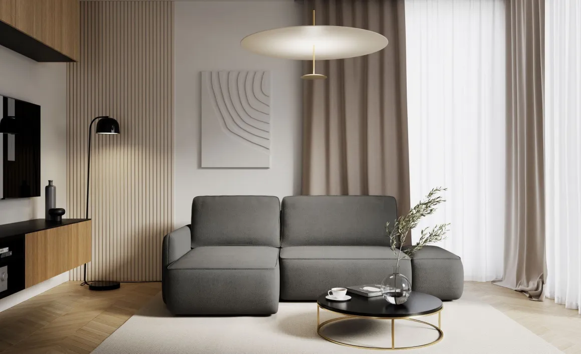 Divani Angolari|Divani Letto Con Penisola > Dmora Divano Letto con Penisola Contenitore Reclinabile 268x163 cm, Cuscini Sfoderabili - Folgarida Grigio