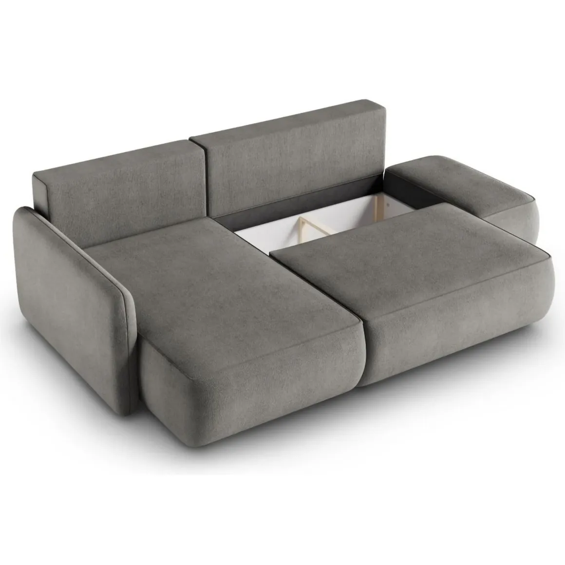 Divani Angolari|Divani Letto Con Penisola > Dmora Divano Letto con Penisola Contenitore Reclinabile 268x163 cm, Cuscini Sfoderabili - Folgarida Grigio