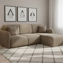 Divani Angolari|Divani Letto Con Penisola > Dmora Divano Letto con Penisola Contenitore Reversibile 253x153 cm, Reclinabile - Paullo Grigio