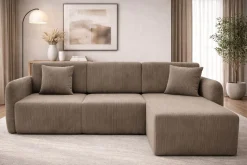 Divano Letto con Penisola Grigio Contenitore Reversibile 245x185 cm, Reclinabile - Ranco