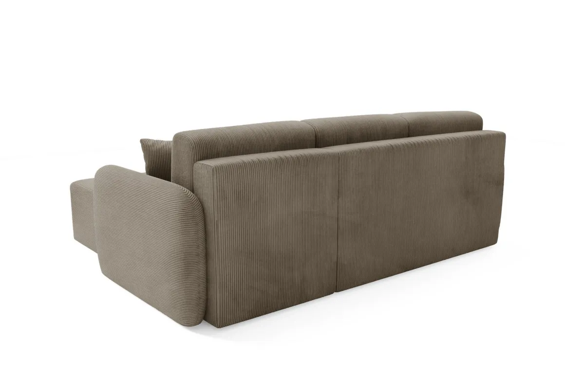 Divano Letto con Penisola Grigio Contenitore Reversibile 245x185 cm, Reclinabile - Ranco