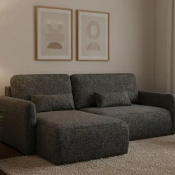 Divani Angolari|Divani Letto Con Penisola > Dmora Divano Letto con Penisola Contenitore Reclinabile 245x185 cm, Reversibile - Ranco Grigio Scuro