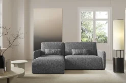 Divano Letto con Penisola Grigio Scuro Contenitore Reclinabile 207x148 cm, Reversibile - Pagno