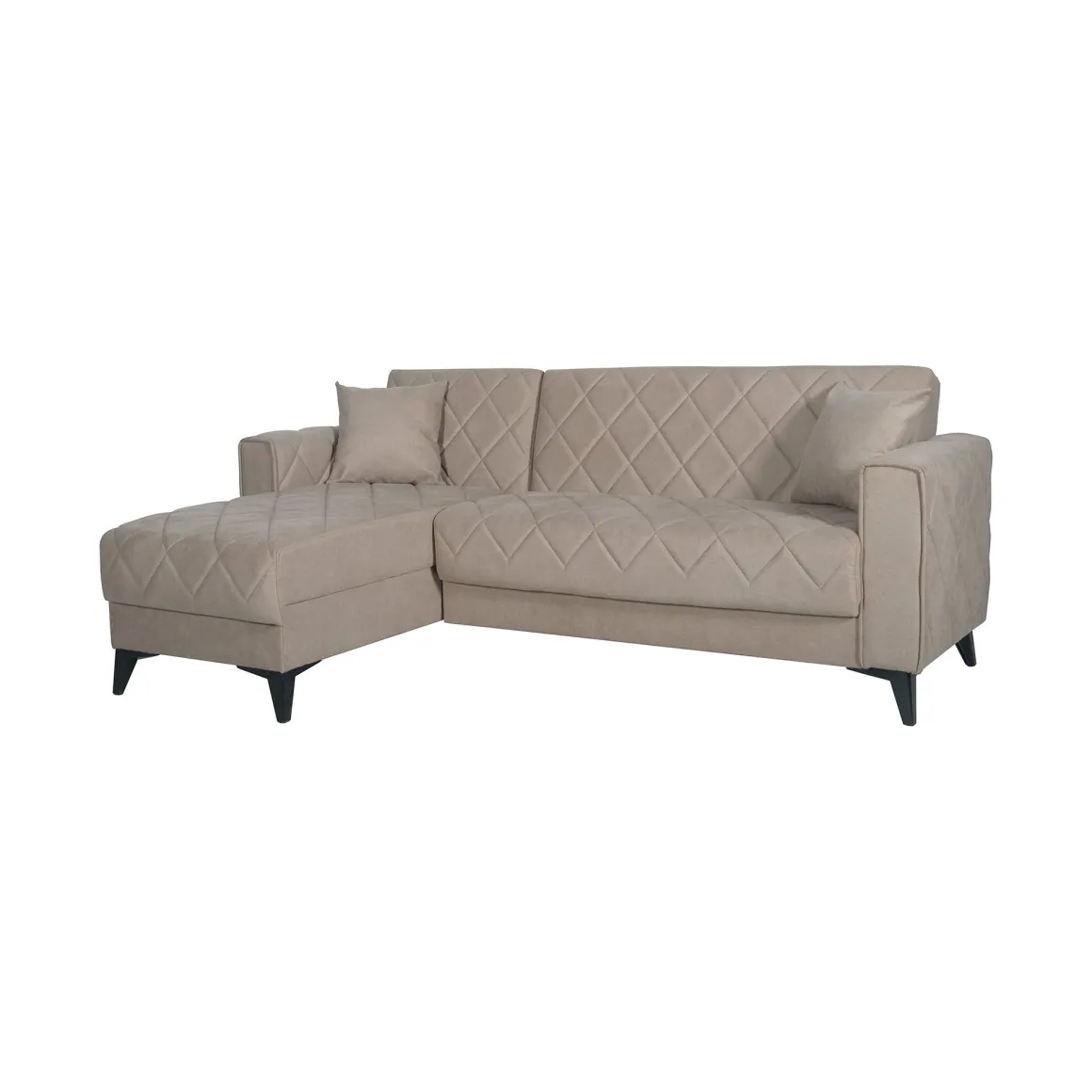 Divano Letto con Penisola Grigio Scuro Nero Contenitore 228x149 cm, Lavabile - Chienes