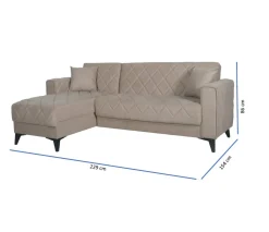 Divano Letto con Penisola Grigio Scuro Nero Contenitore 228x149 cm, Lavabile - Chienes