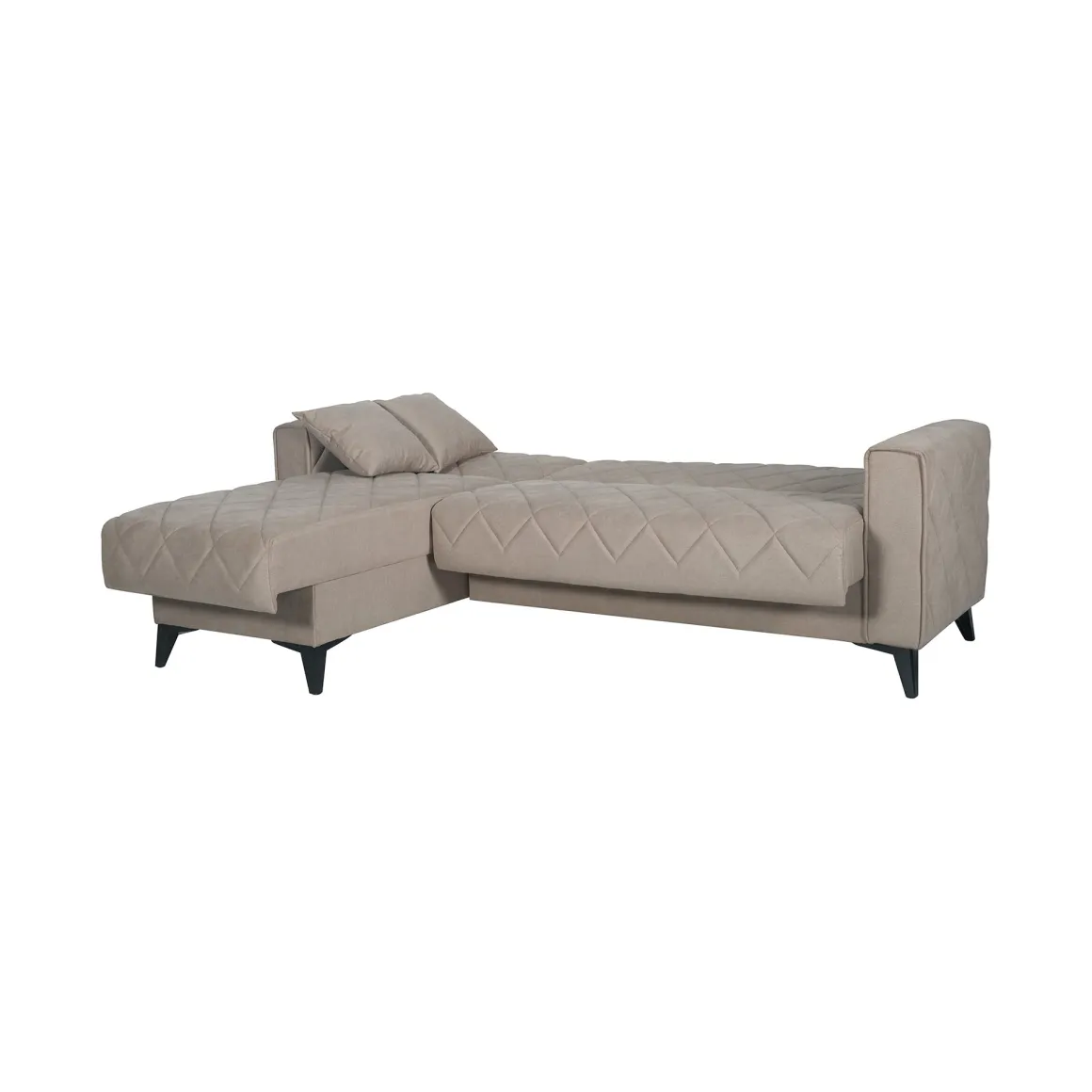 Divano Letto con Penisola Grigio Scuro Nero Contenitore 228x149 cm, Lavabile - Chienes