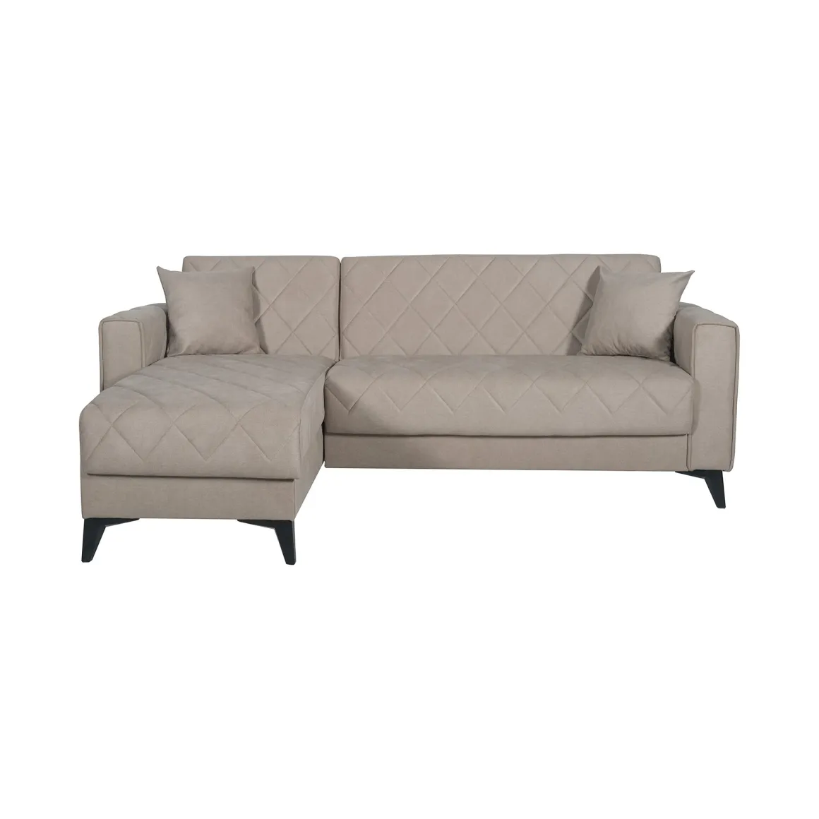 Divano Letto con Penisola Grigio Scuro Nero Contenitore 228x149 cm, Lavabile - Chienes