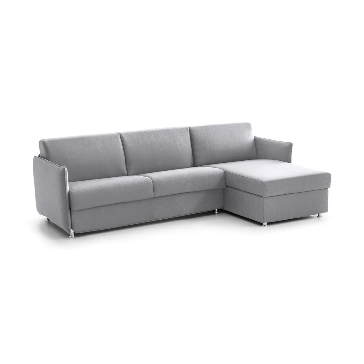 Divano Letto con Penisola Grigio Sfoderabile Contenitore 260x160 cm, Idrorepellente Trasformabile in Letto Rete Elettrosaldata Made in Italy