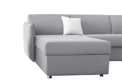 Divano Letto con Penisola Grigio Sfoderabile Contenitore 260x160 cm, Idrorepellente Trasformabile in Letto Rete Elettrosaldata Made in Italy