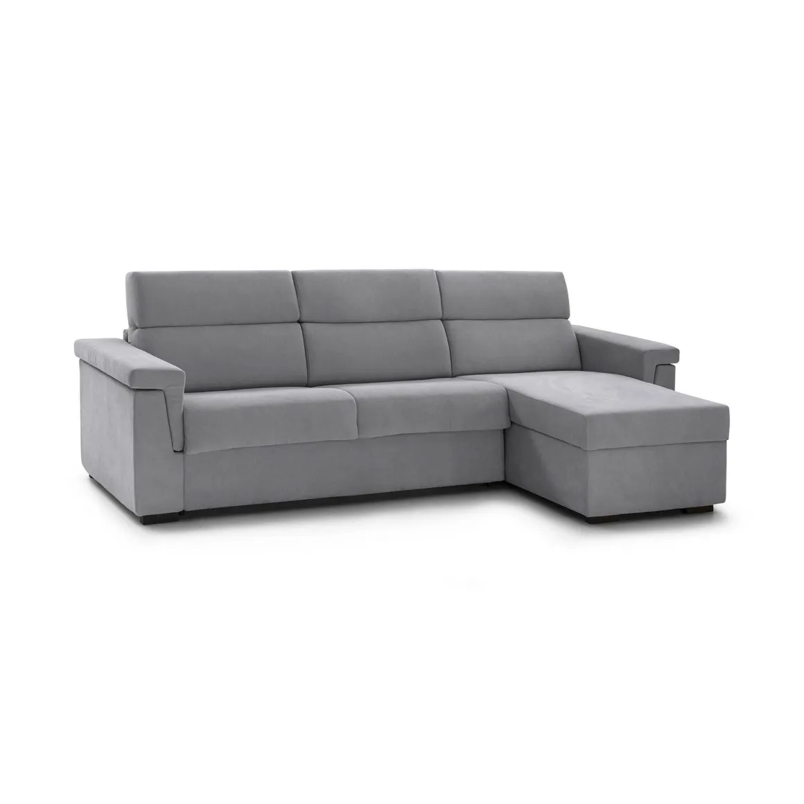 Divano Letto con Penisola Grigio Sfoderabile Contenitore 285x160 cm, Idrorepellente Multiposizione Trasformabile in Letto Made in Italy - Ganzaria