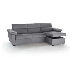 Divano Letto con Penisola Grigio Sfoderabile Contenitore 285x160 cm, Idrorepellente Multiposizione Trasformabile in Letto Made in Italy - Tolle