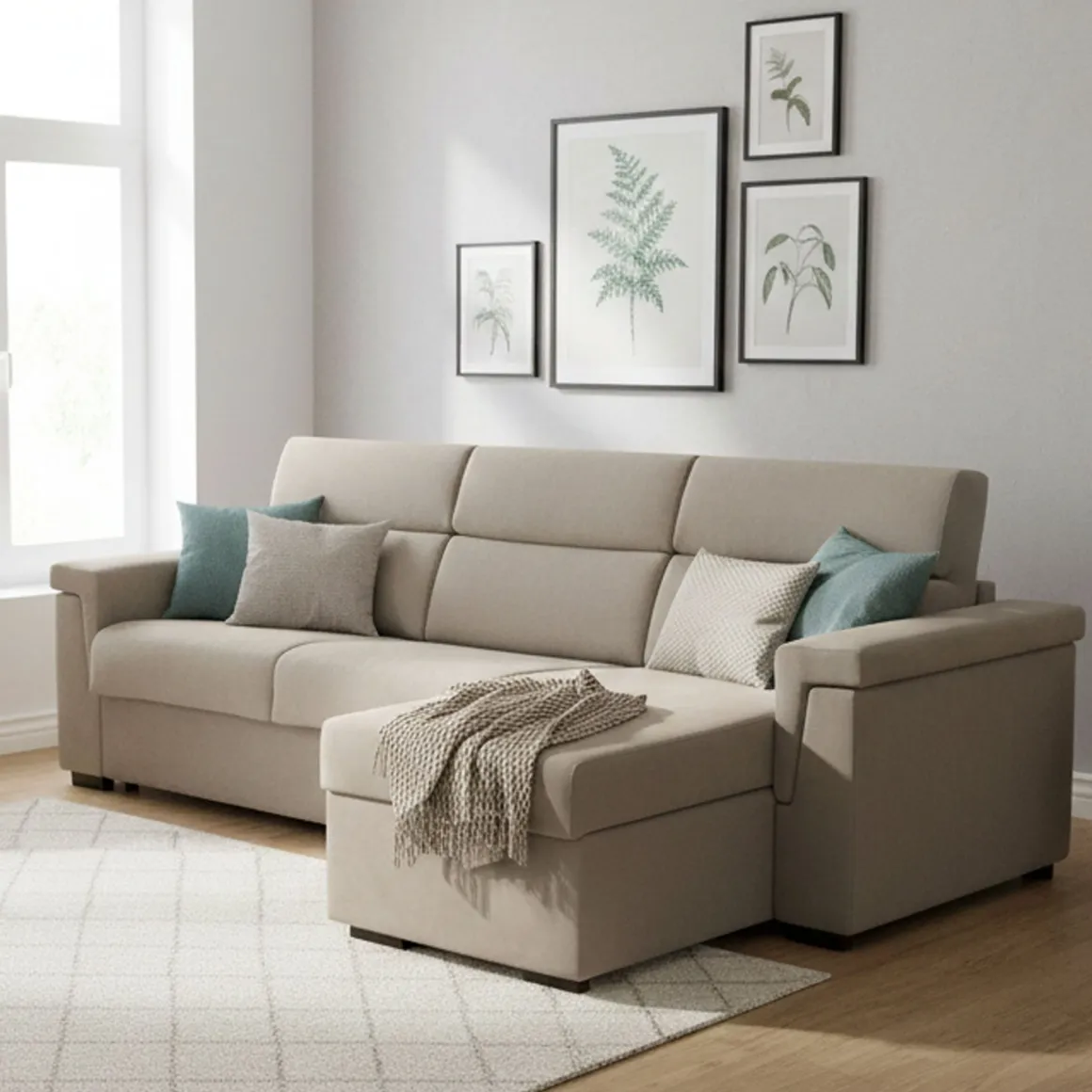 Divani Angolari|Divani Letto Con Penisola > Dmora Divano Letto con Penisola Sfoderabile Contenitore 285x160 cm, Idrorepellente Sfoderabile Trasformabile Made in Italy - Tolle Grigio Tortora
