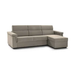 Divano Letto con Penisola Grigio Tortora Sfoderabile Contenitore 285x160 cm, Idrorepellente Trasformabile in Letto Made in Italy - Ganzaria