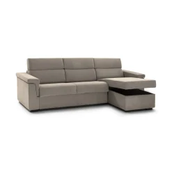 Divano Letto con Penisola Grigio Tortora Sfoderabile Contenitore 285x160 cm, Idrorepellente Trasformabile in Letto Made in Italy - Ganzaria