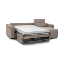 Divano Letto con Penisola Grigio Tortora Sfoderabile Contenitore 285x160 cm, Idrorepellente Trasformabile in Letto Made in Italy - Ganzaria