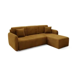 Divani Angolari|Divani Letto Con Penisola > Dmora Divano Letto con Penisola Contenitore Reversibile 245x185 cm, Reclinabile - Ranco Marrone