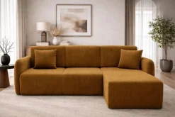 Divani Angolari|Divani Letto Con Penisola > Dmora Divano Letto con Penisola Contenitore Reversibile 245x185 cm, Reclinabile - Ranco Marrone