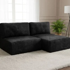 Divani Angolari|Divani Letto Con Penisola > Dmora Divano Letto con Penisola Contenitore Reclinabile 229x148 cm, Cuscini Sfoderabili - Rezzo Nero
