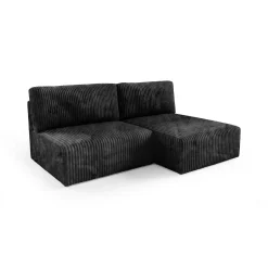 Divani Angolari|Divani Letto Con Penisola > Dmora Divano Letto con Penisola Contenitore Reclinabile 229x148 cm, Cuscini Sfoderabili - Rezzo Nero