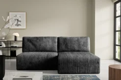 Divani Angolari|Divani Letto Con Penisola > Dmora Divano Letto con Penisola Contenitore Reclinabile 229x148 cm, Cuscini Sfoderabili - Rezzo Nero