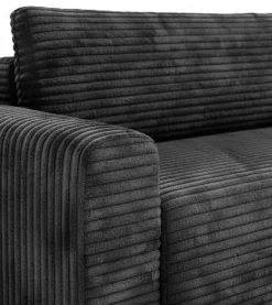 Divano Letto con Penisola Nero Contenitore Reclinabile 268x163 cm, Cuscini Sfoderabili - Folgarida