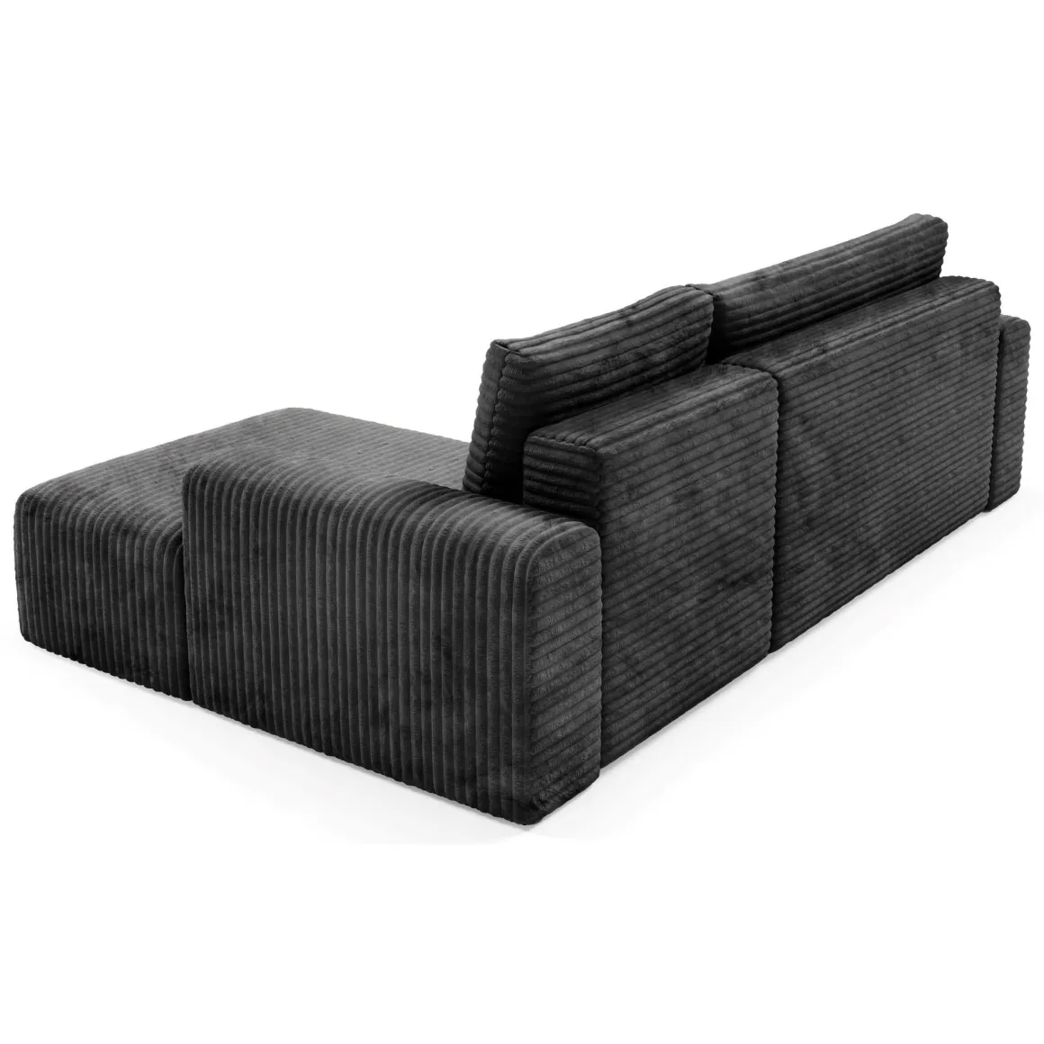 Divano Letto con Penisola Nero Contenitore Reclinabile 268x163 cm, Cuscini Sfoderabili - Folgarida