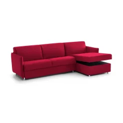 Divano Letto con Penisola Rosso Sfoderabile Contenitore 260x160 cm, Idrorepellente Multiposizione Trasformabile in Letto Made in Italy - Sumirago