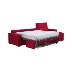 Divano Letto con Penisola Rosso Sfoderabile Contenitore 280x160 cm, Idrorepellente Multiposizione Trasformabile in Letto Made in Italy - Pusiano