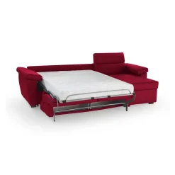 Divano Letto con Penisola Rosso Sfoderabile Contenitore 285x160 cm, Idrorepellente Multiposizione Trasformabile in Letto Made in Italy - Tolle