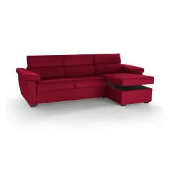 Divano Letto con Penisola Rosso Sfoderabile Contenitore 285x160 cm, Idrorepellente Multiposizione Trasformabile in Letto Made in Italy - Tolle