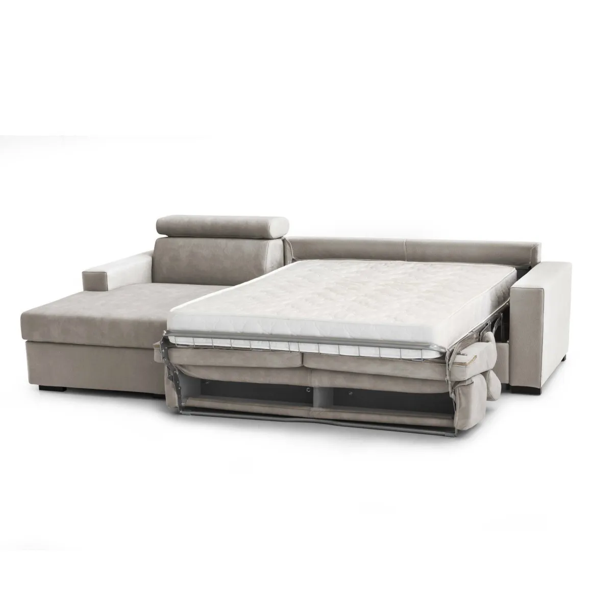 Divano letto con penisola tortora 260x95cm - Aloet