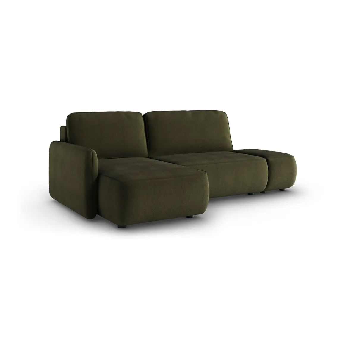 Divani Angolari|Divani Letto Con Penisola > Dmora Divano Letto con Penisola Contenitore Reclinabile 268x163 cm, Cuscini Sfoderabili - Folgarida Verde