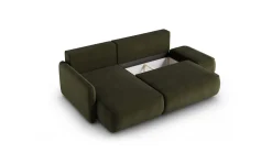 Divani Angolari|Divani Letto Con Penisola > Dmora Divano Letto con Penisola Contenitore Reclinabile 268x163 cm, Cuscini Sfoderabili - Folgarida Verde