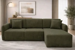 Divani Angolari|Divani Letto Con Penisola > Dmora Divano Letto con Penisola Contenitore Reversibile 253x153 cm, Reclinabile - Paullo Verde