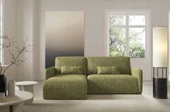 Divani Angolari|Divani Letto Con Penisola > Dmora Divano Letto con Penisola Contenitore Reclinabile 207x148 cm, Reversibile - Pagno Verde Salvia