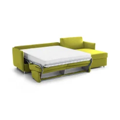 Divani Angolari|Divani Letto Con Penisola > Dmora Divano Letto con Penisola Sfoderabile Contenitore 260x160 cm, Idrorepellente Trasformabile in Letto Made in Italy - Scordia Verde