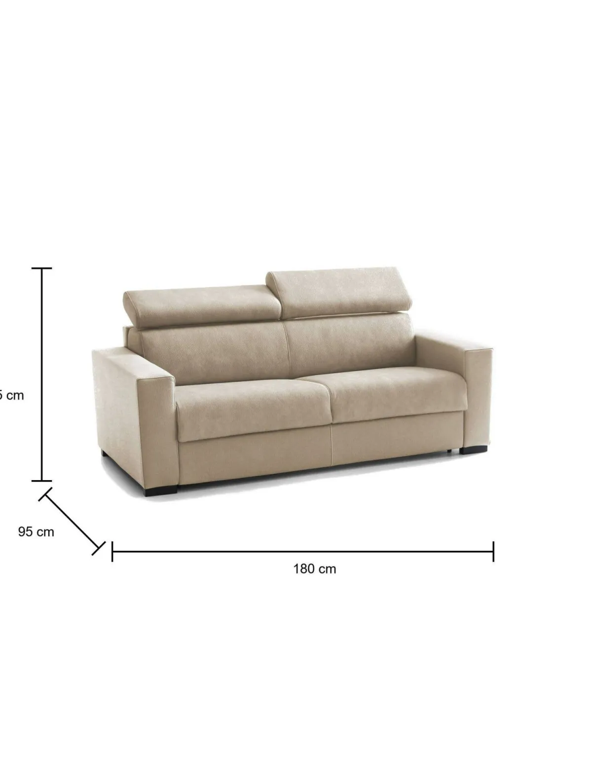 Divani Letto 2 Posti|Salotto > Dmora Divano letto con poggiatesta regolabili 180x95cm - Annalara Beige