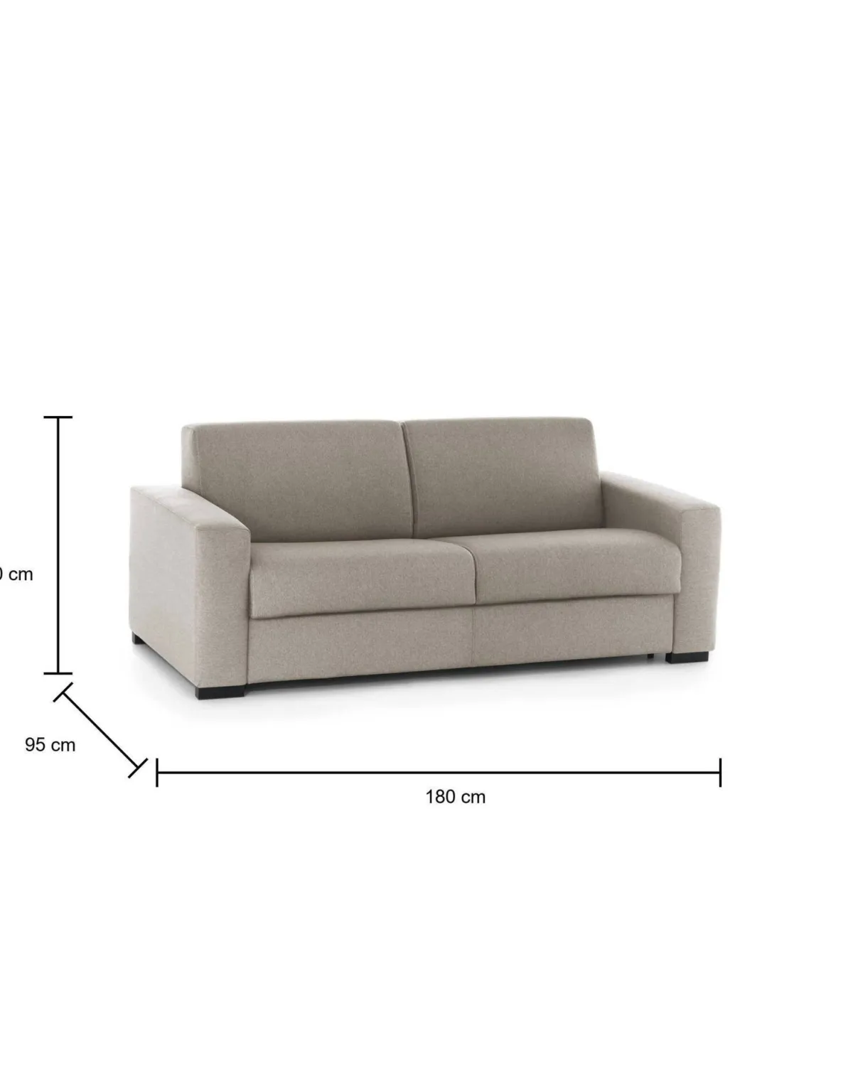 Divani Letto 2 Posti|Salotto > Dmora Divano letto con porta cuscini tortora 180x95cm - Asimi Grigio Tortora