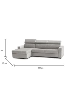 Divano letto contenitore grigio 280x95cm - Alibabah