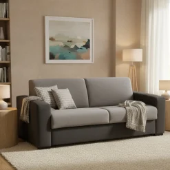 Divano letto contenitore grigio e antracite 180x95cm - Akito