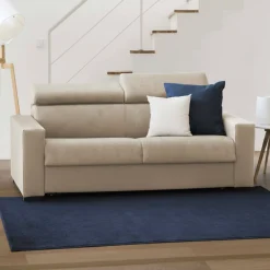 Divano letto contenitore 2 posti 160x95 cm reclinabile con vano contenitore in tessuto sfoderabile beige – Alinia